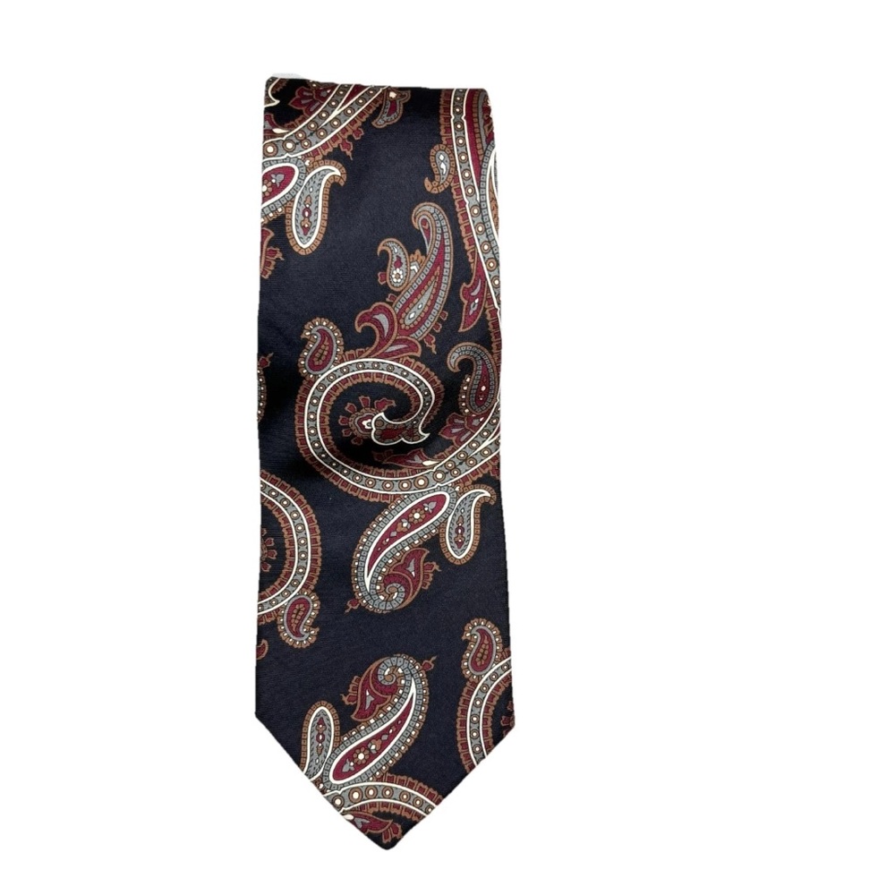 Vintage Christian Dior Monsieur Tie 100% Silk Black Paisley‎ Print  Made In USA